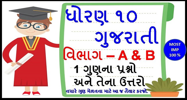 Dhoran 10 Gujarati Imp Questions 1 Marks